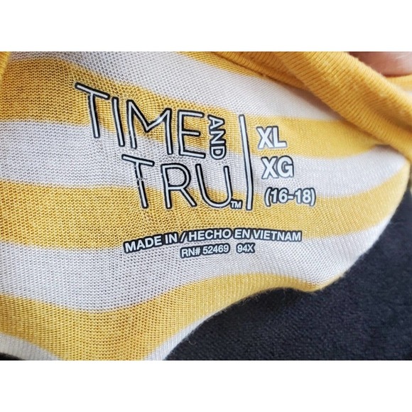 Time And Tru Yellow White Striped Round Neck Sleeveless Knee Length Dress XL - Picture 8 of 13